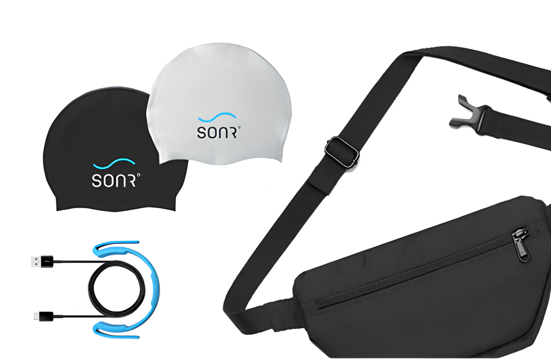 Check out SONR Music accessories, featuring colorful cases and all the gear you need for a perfect swim session.